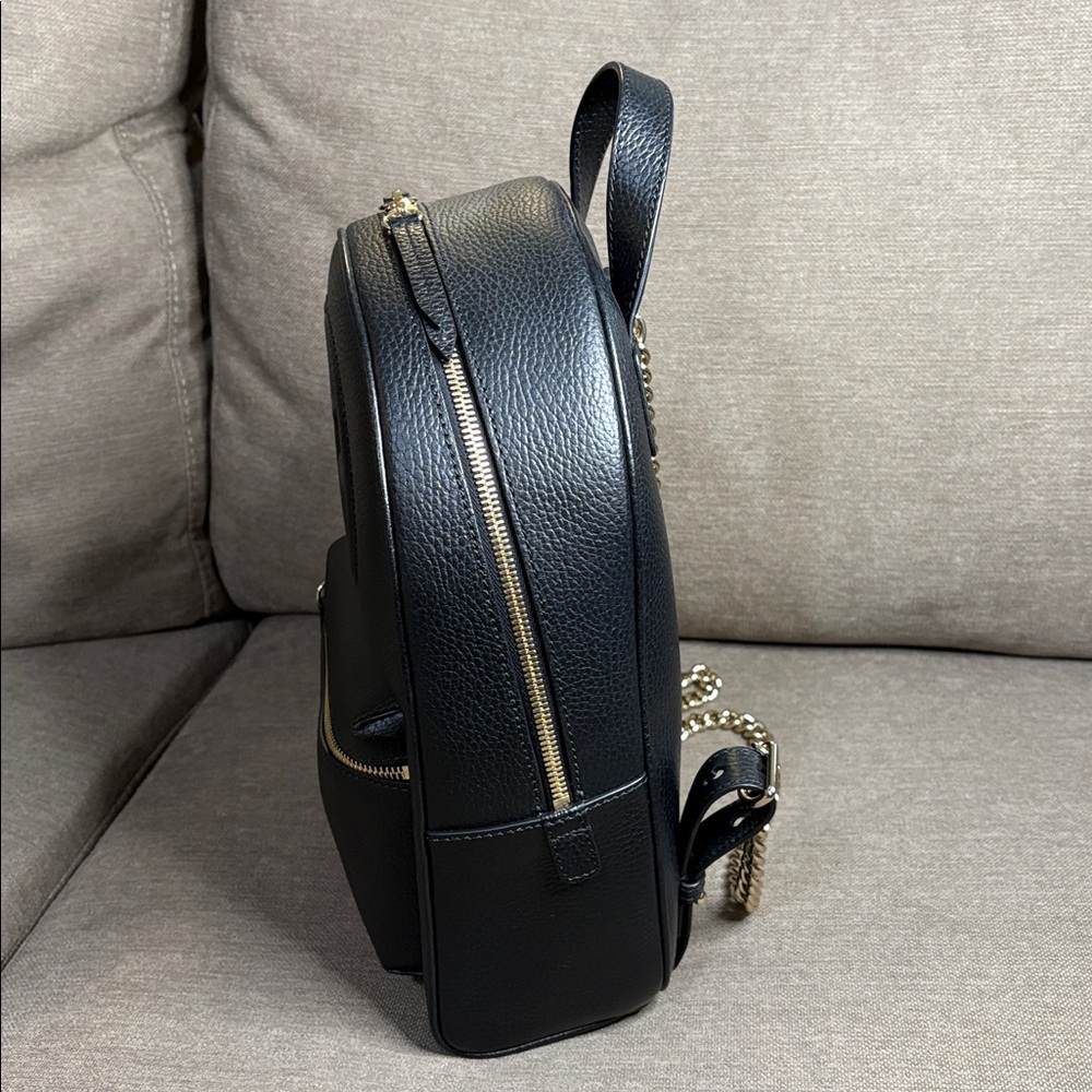 NWOT Gucci Soho Interlockcing GG Black Leather Rucksack Backpack Dust Bag COA - Picture 3 of 9